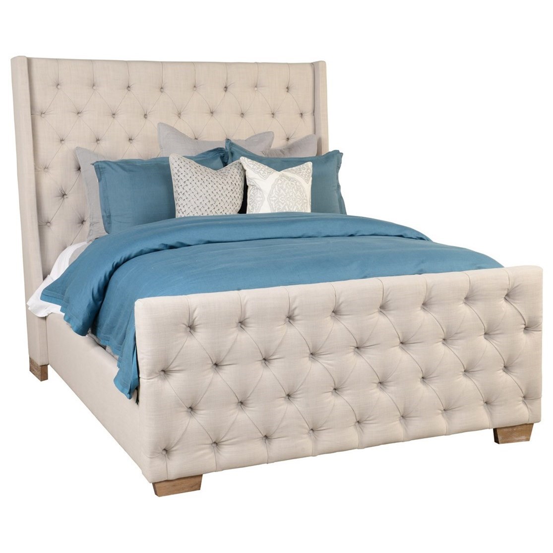 Laurent Transitional Rubberwood King Size Platform Bed with Tufted